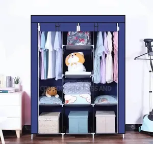 Three Column Metallic Closet With Cloth