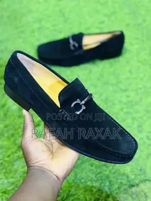 Original Men’S Black Salvatore Ferragamo Penny Suede Loafers
