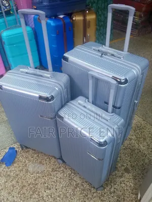Full Set of 3pcs Rubber Plastic Suitcases.( Gray)