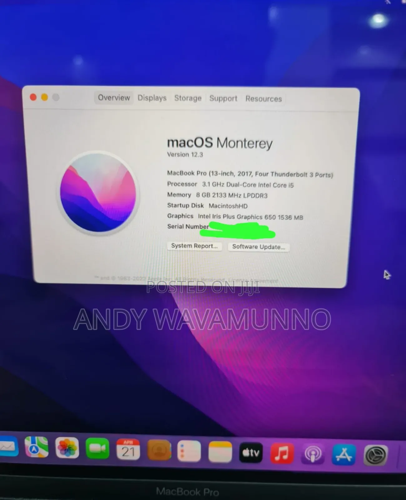 Laptop Apple MacBook Pro 8GB Intel Core I5 SSD 256GB
