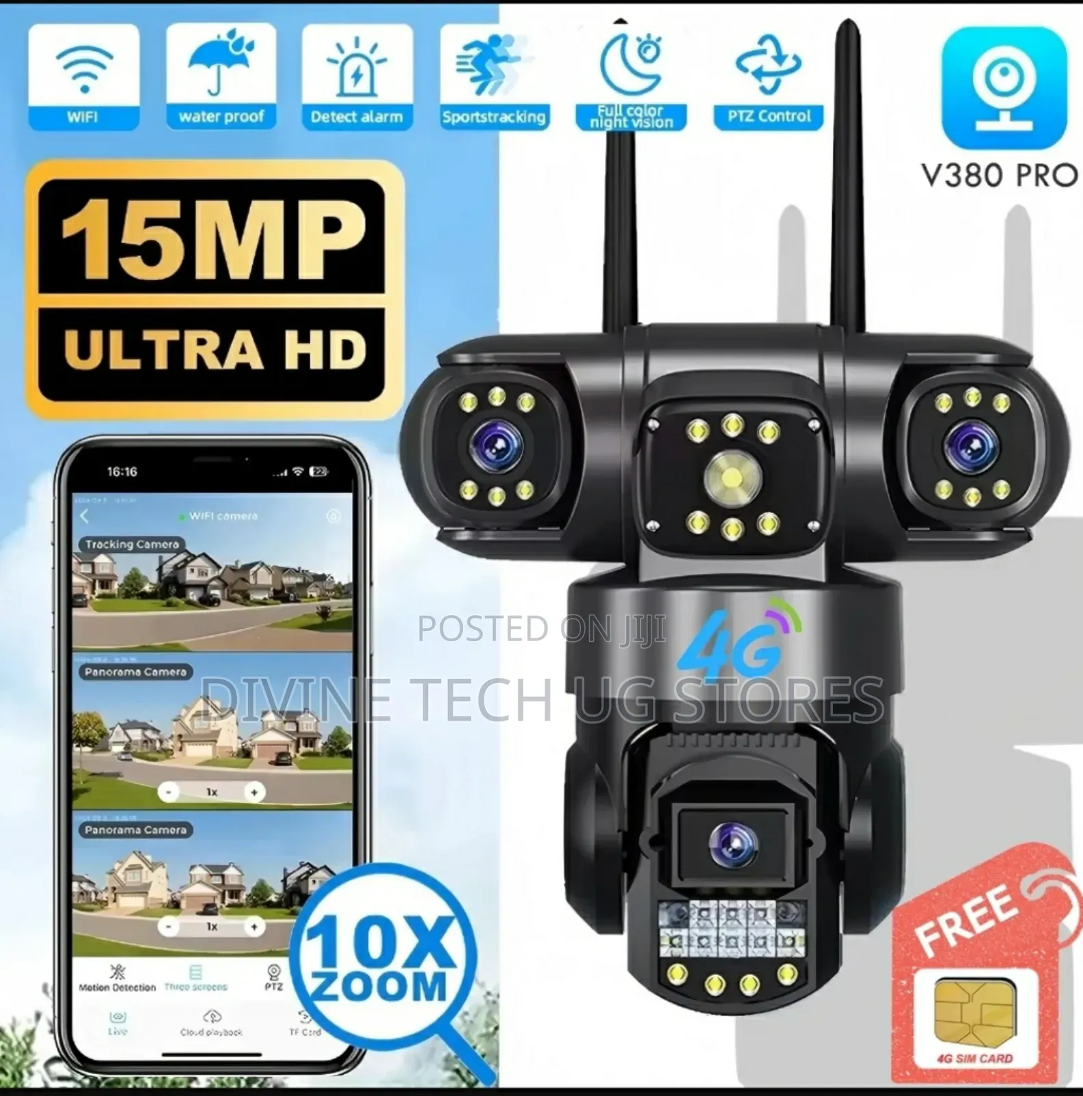 3-lens 4g Ptz Camera, 4g Simcard Security Outdoor Camera