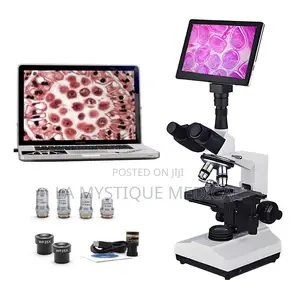 Laboratory Digital Trinocular Microscope With a Screen