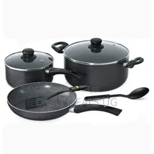 Royalford Aluminum Super Non-Stick Cookware Set 7pcs - Black