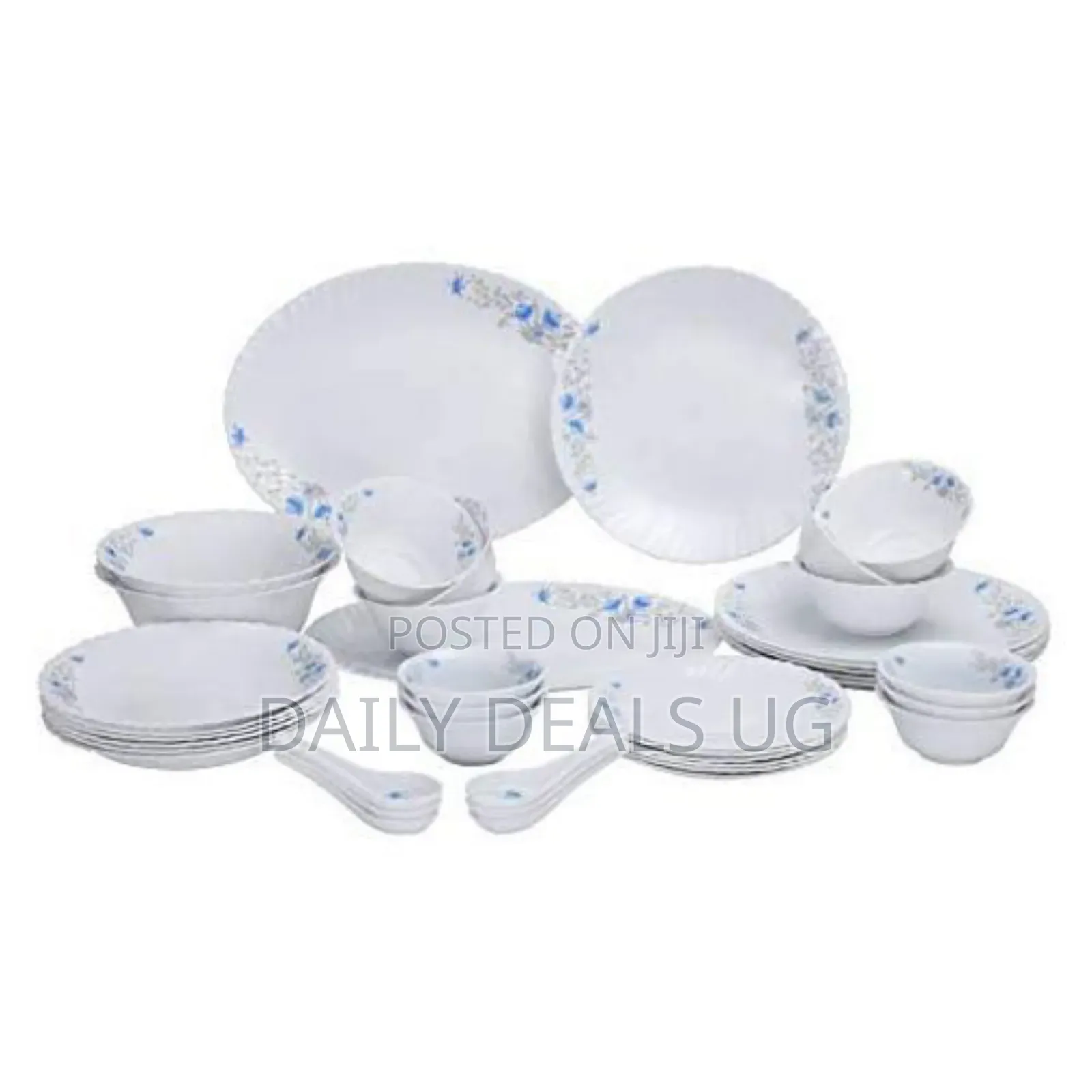 Royalford 40 PCS Opal Glassware Spoons Plates Bowls Set