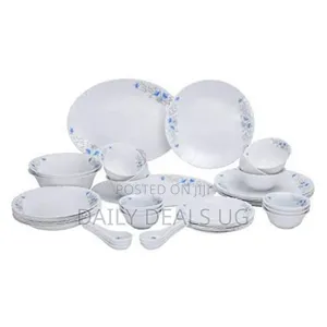 Royalford 40 PCS Opal Glassware Spoons Plates Bowls Set