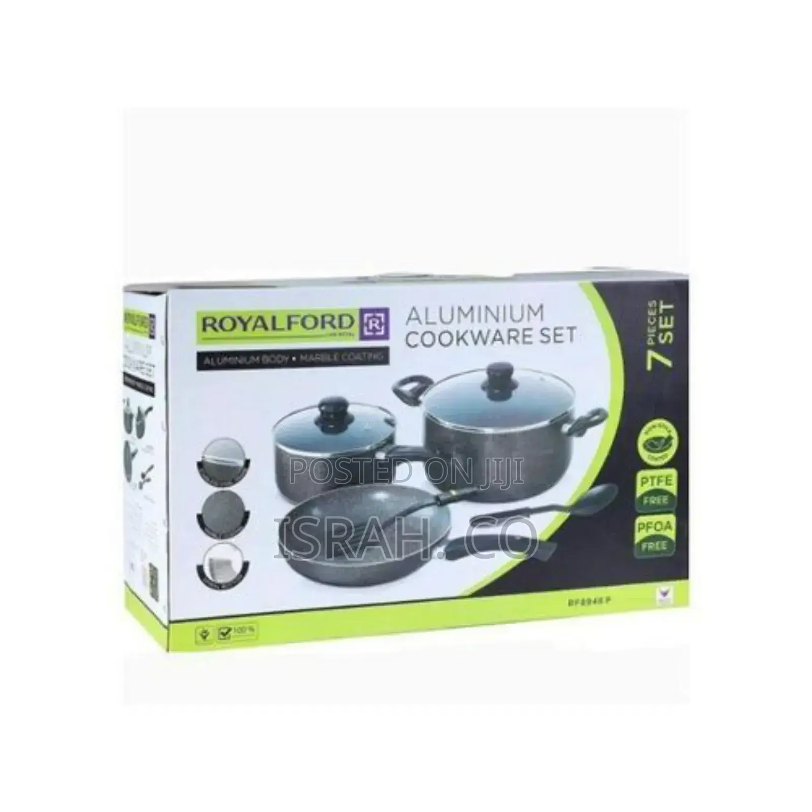 Royalford Aluminum Super Non-Stick Cookware Set 7pcs - Black