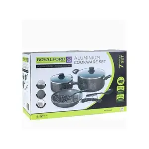 Royalford Aluminum Super Non-Stick Cookware Set 7pcs - Black