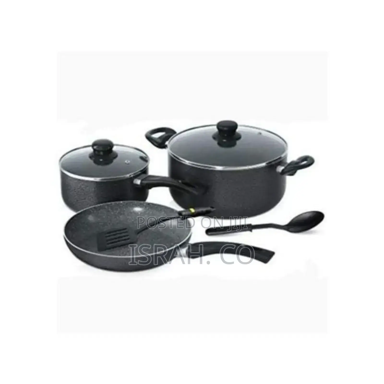 Royalford Aluminum Super Non-Stick Cookware Set 7pcs - Black