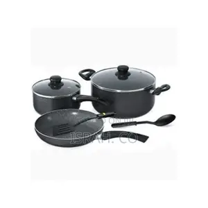 Royalford Aluminum Super Non-Stick Cookware Set 7pcs - Black