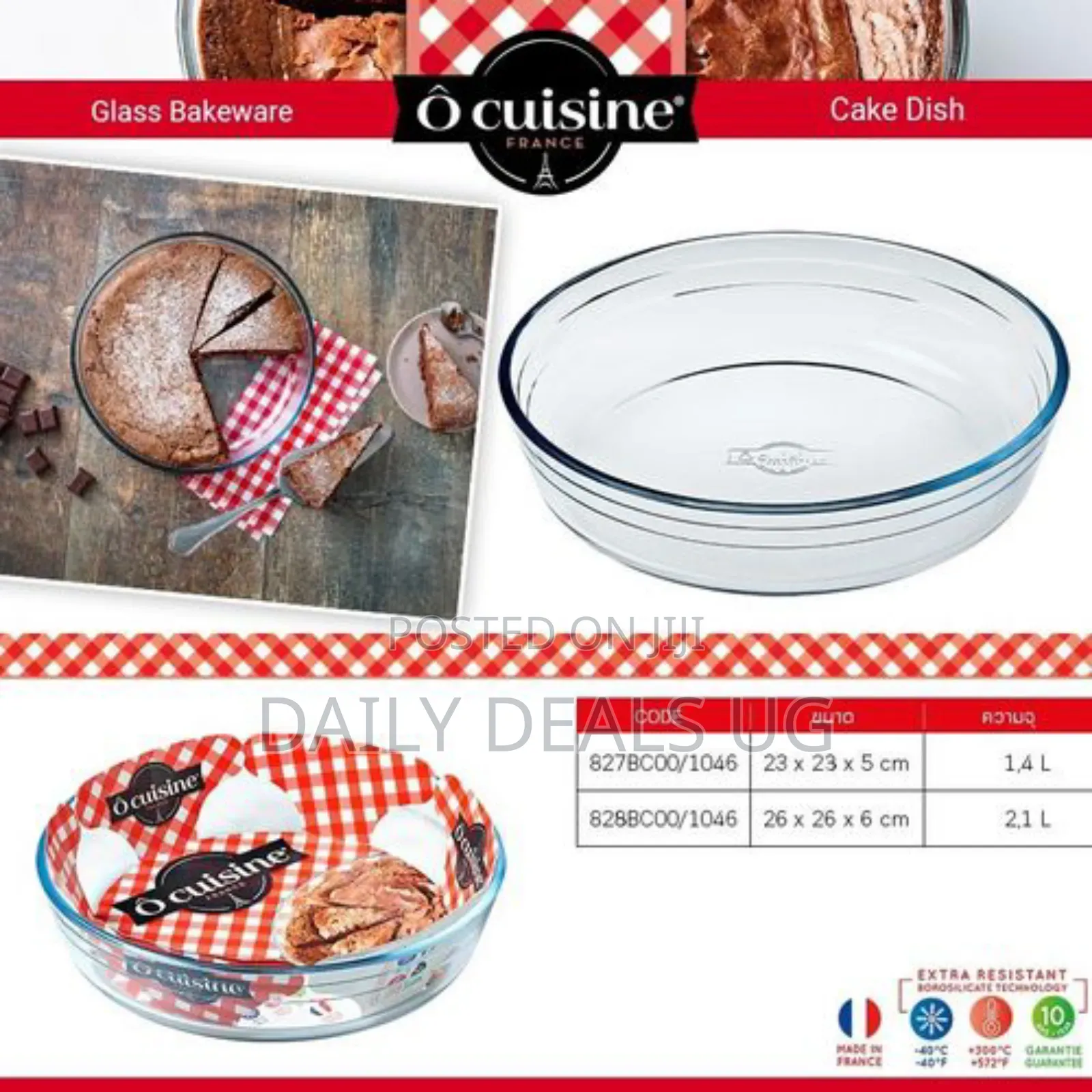 Round Glass Baking Mould Soup Plate Dish Pan 26 Cm- Clear.