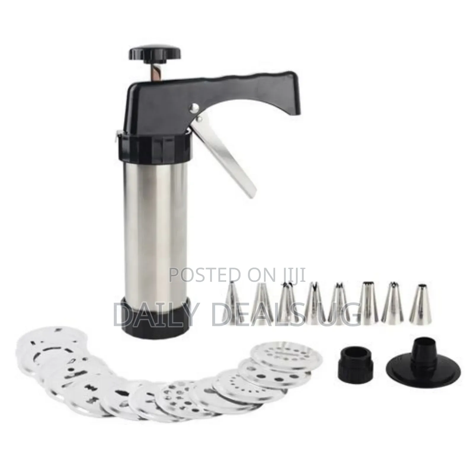 21pc Cookie Press Icing Sugar Cake Decorating Set - Silver