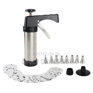 21pc Cookie Press Icing Sugar Cake Decorating Set - Silver