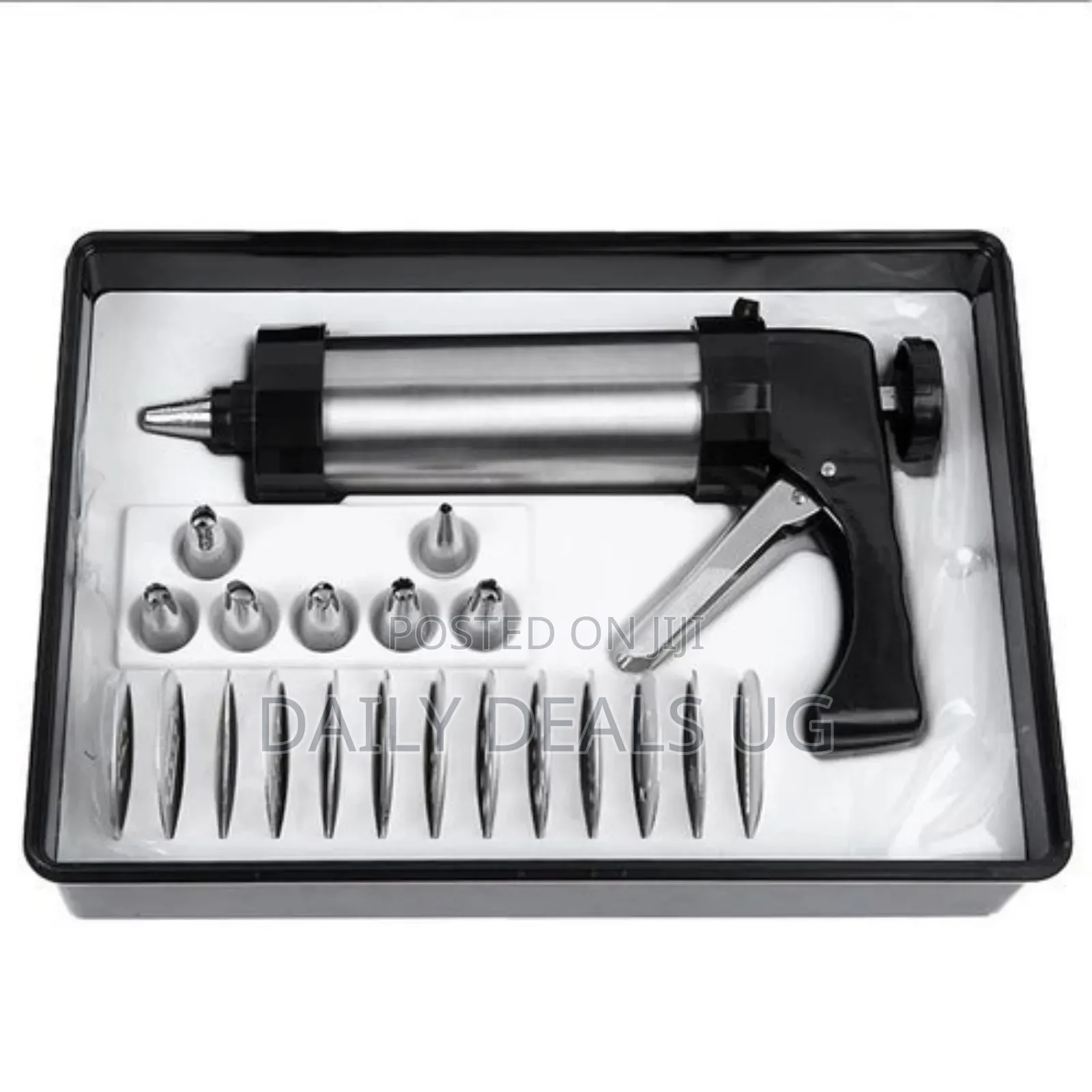 21pc Cookie Press Icing Sugar Cake Decorating Set - Silver