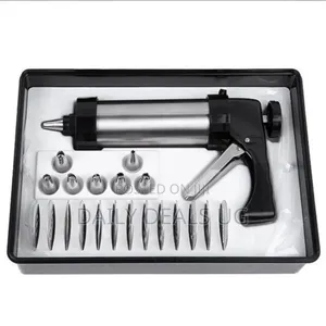 21pc Cookie Press Icing Sugar Cake Decorating Set - Silver