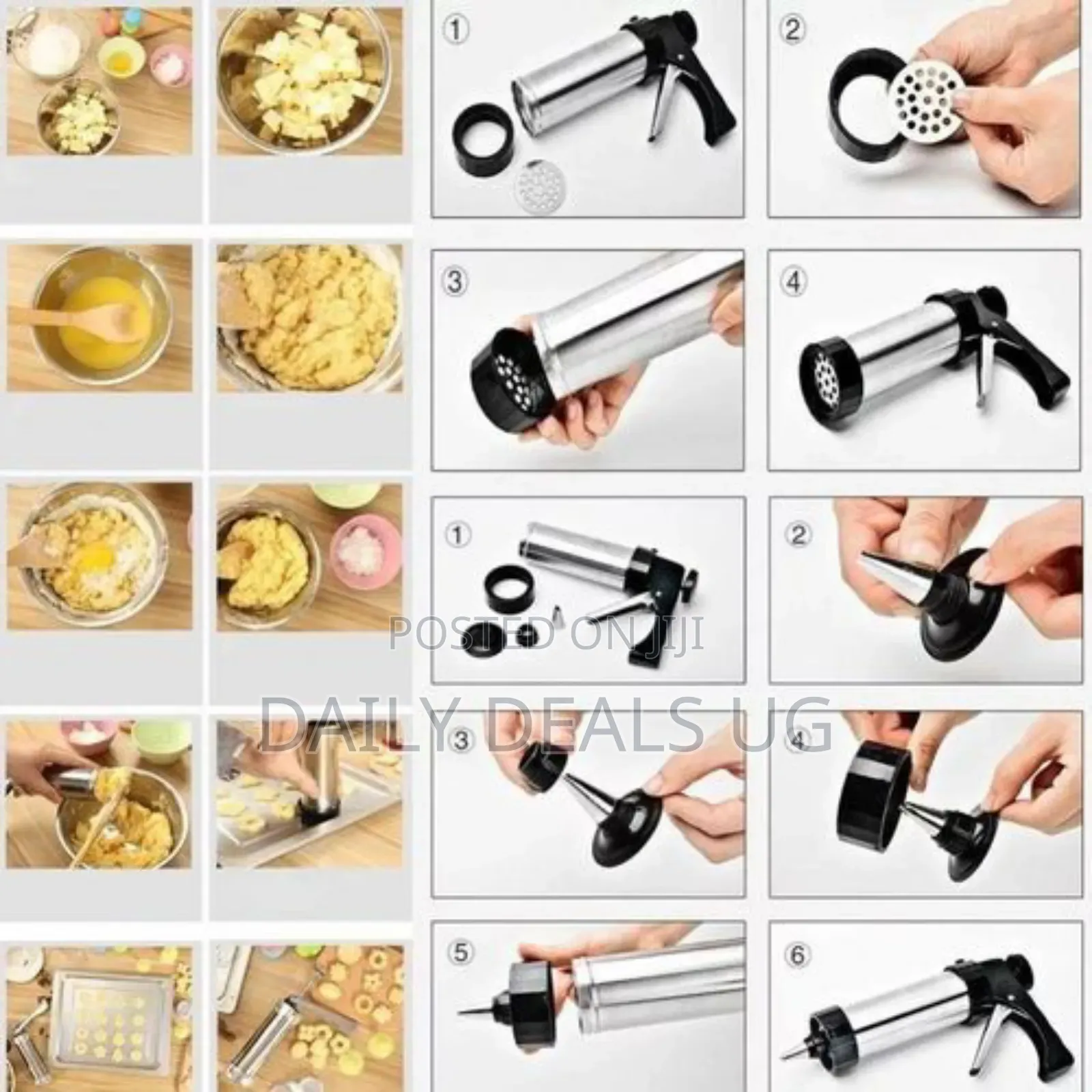 21pc Cookie Press Icing Sugar Cake Decorating Set - Silver