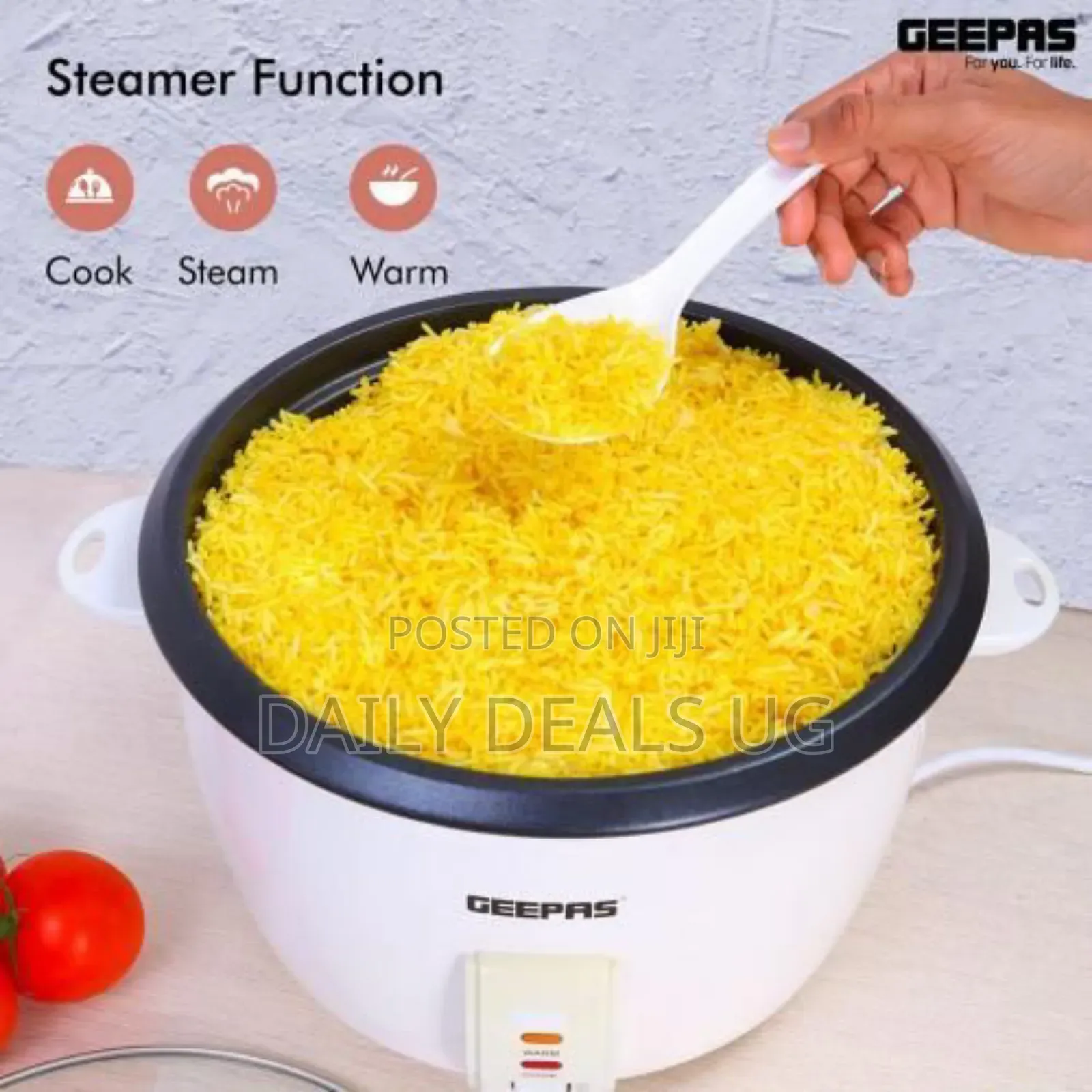 Geepas 3-in-1 Rice Cooker Steamer With Keep Warm 2.8litres