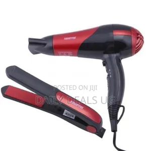 Geepas 2 in 1 Hair Dryer Straightenercombo/Ceramic, Red,