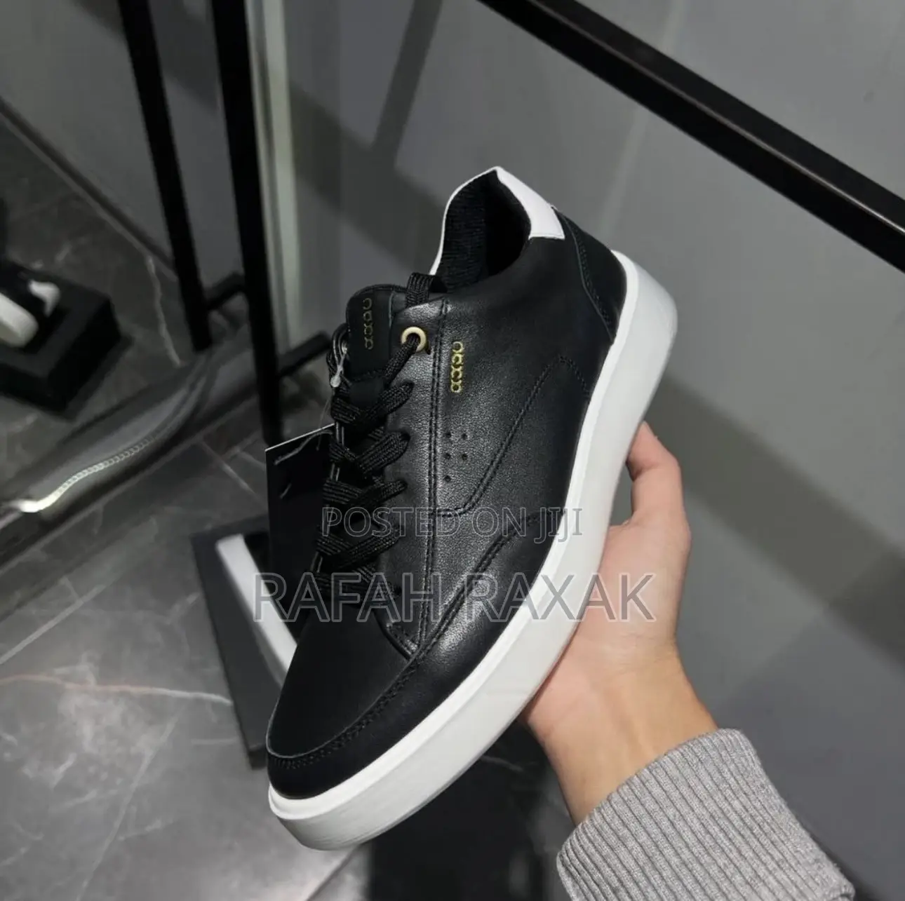 Original Men’S Black/White Ecco Smart Casual Leather Sneaker