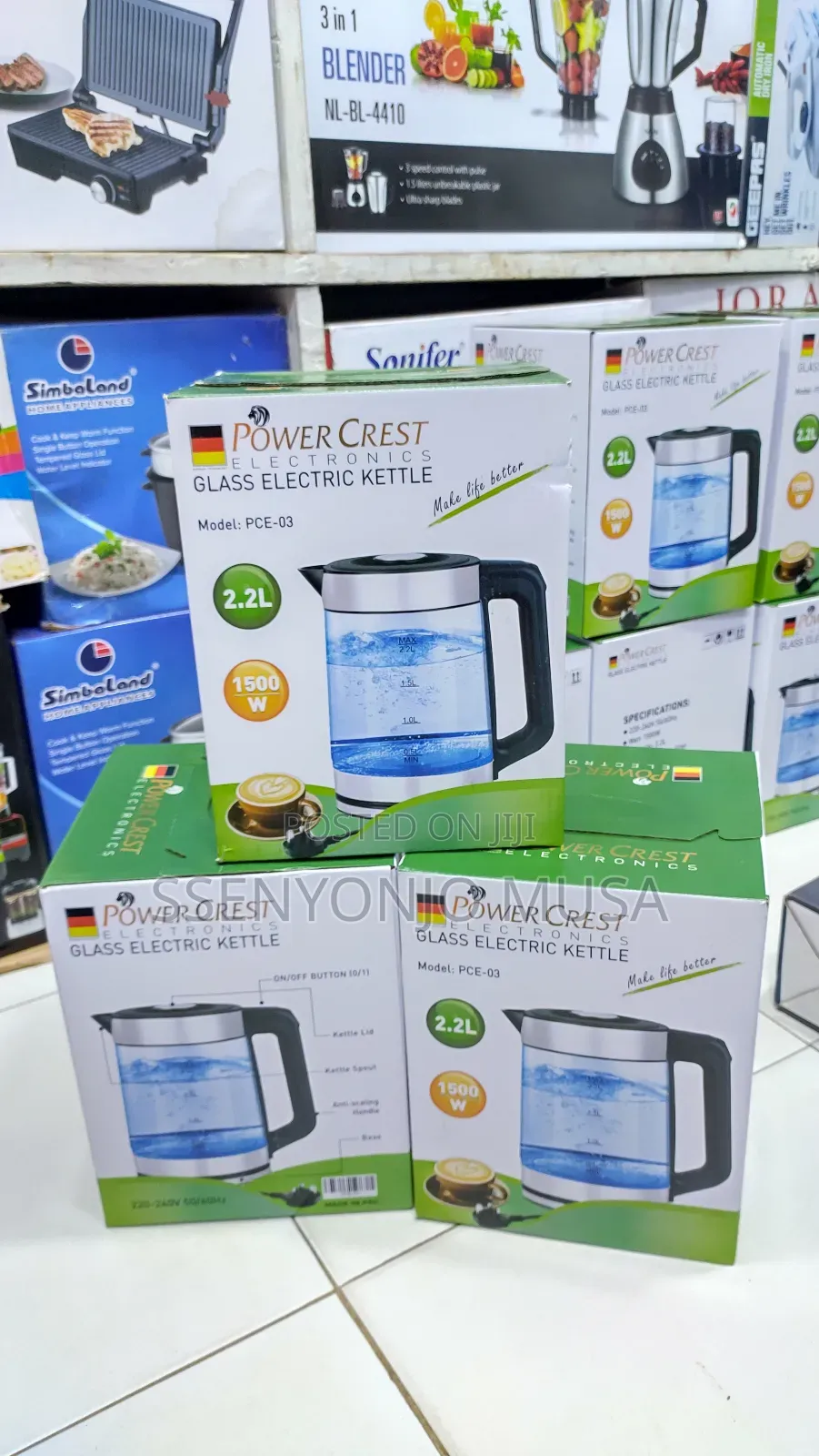 Power Crest Glass Electric Kettle With 1500w Power 2.2l
