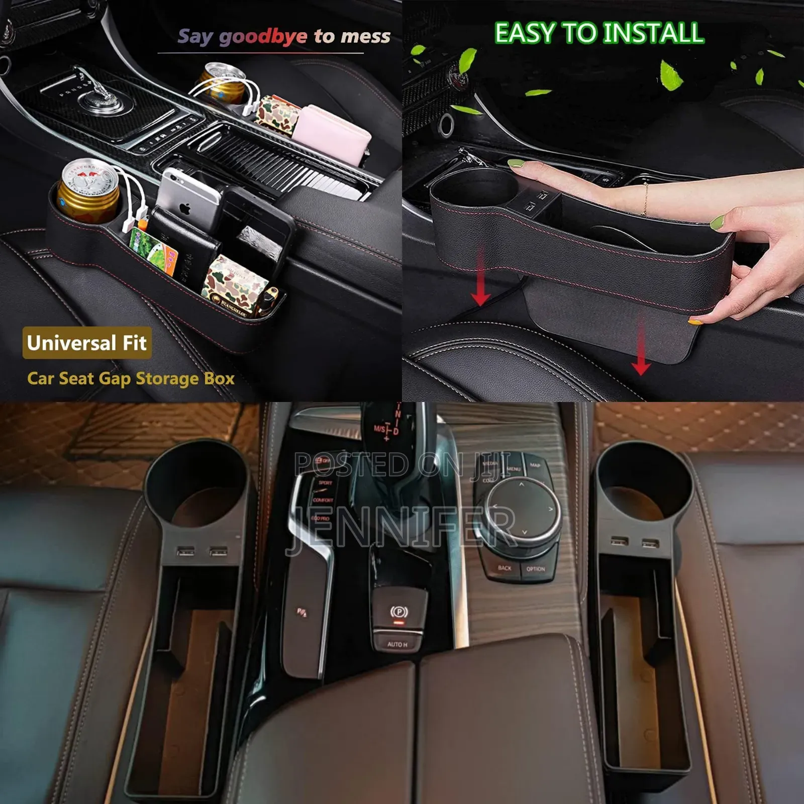 2pcs Universal Fit Car Gap Filler Storage With Usb Charger