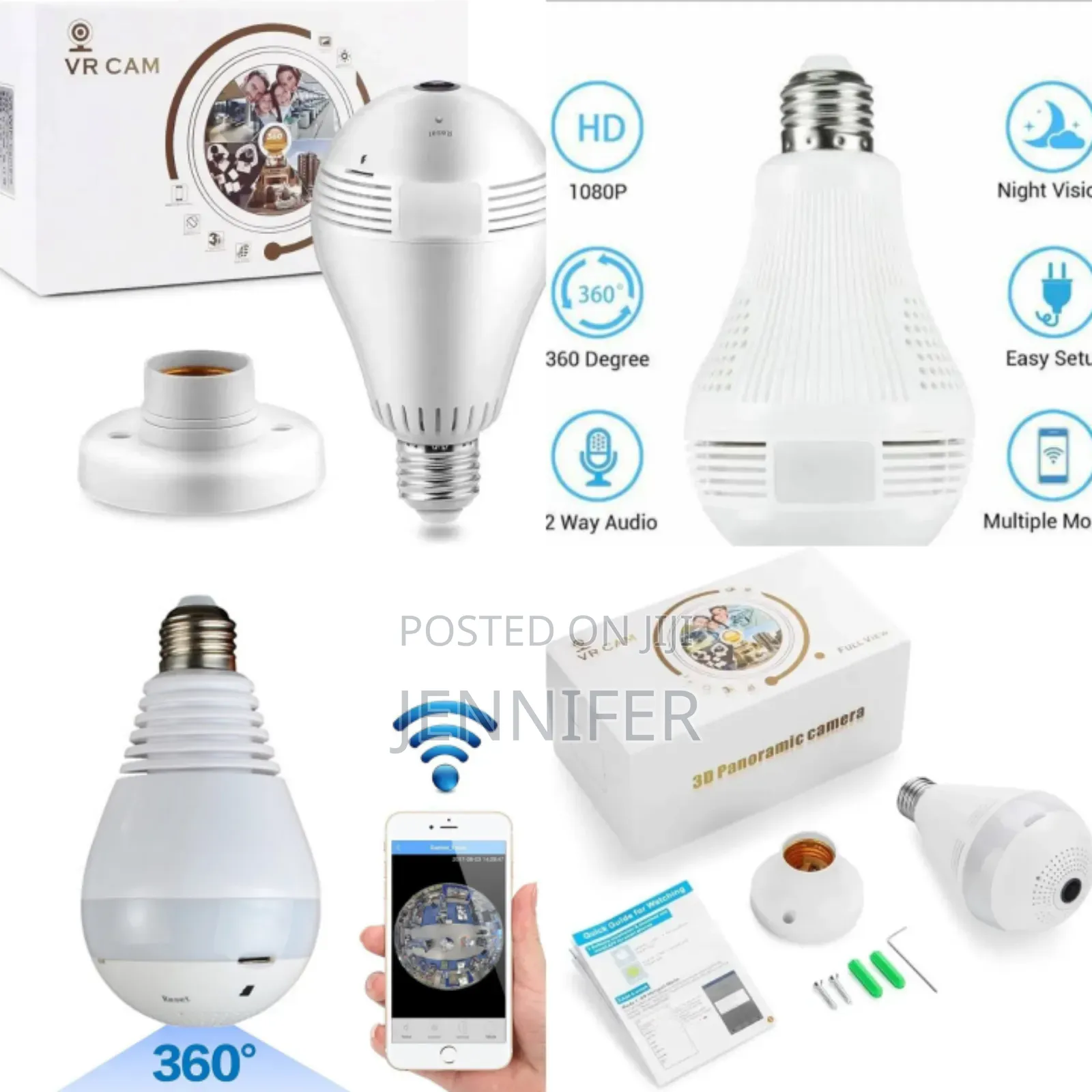 360° 1080p Wifi Camera Bulb