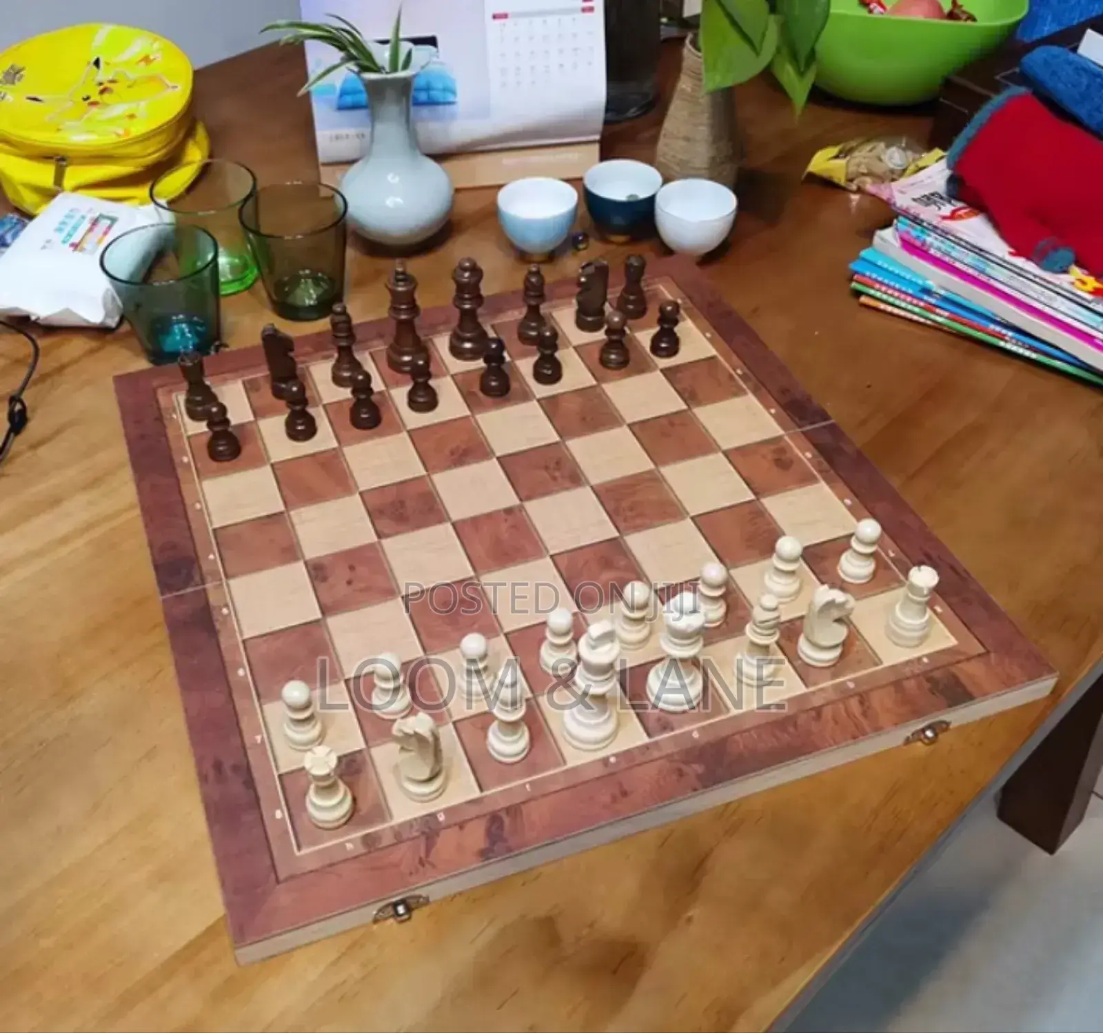 Foldable 3 in 1 Wooden Chess Board Set