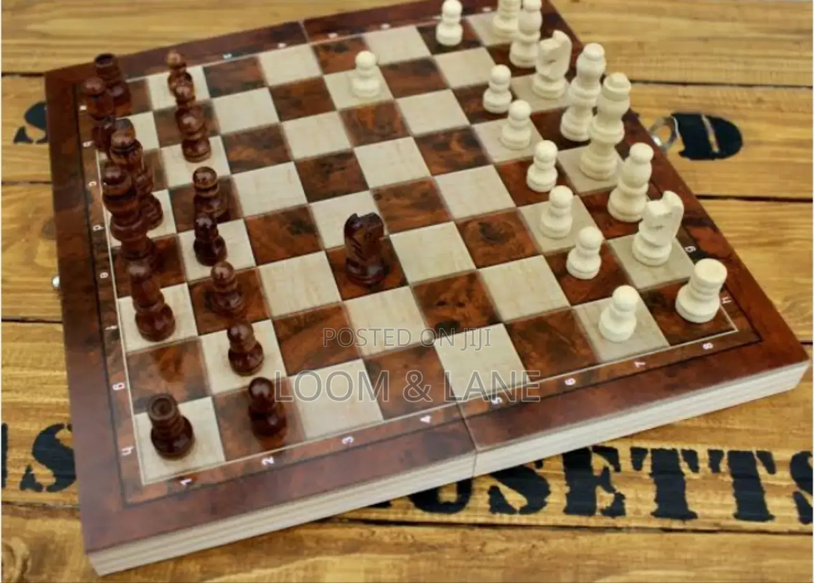 Foldable 3 in 1 Wooden Chess Board Set