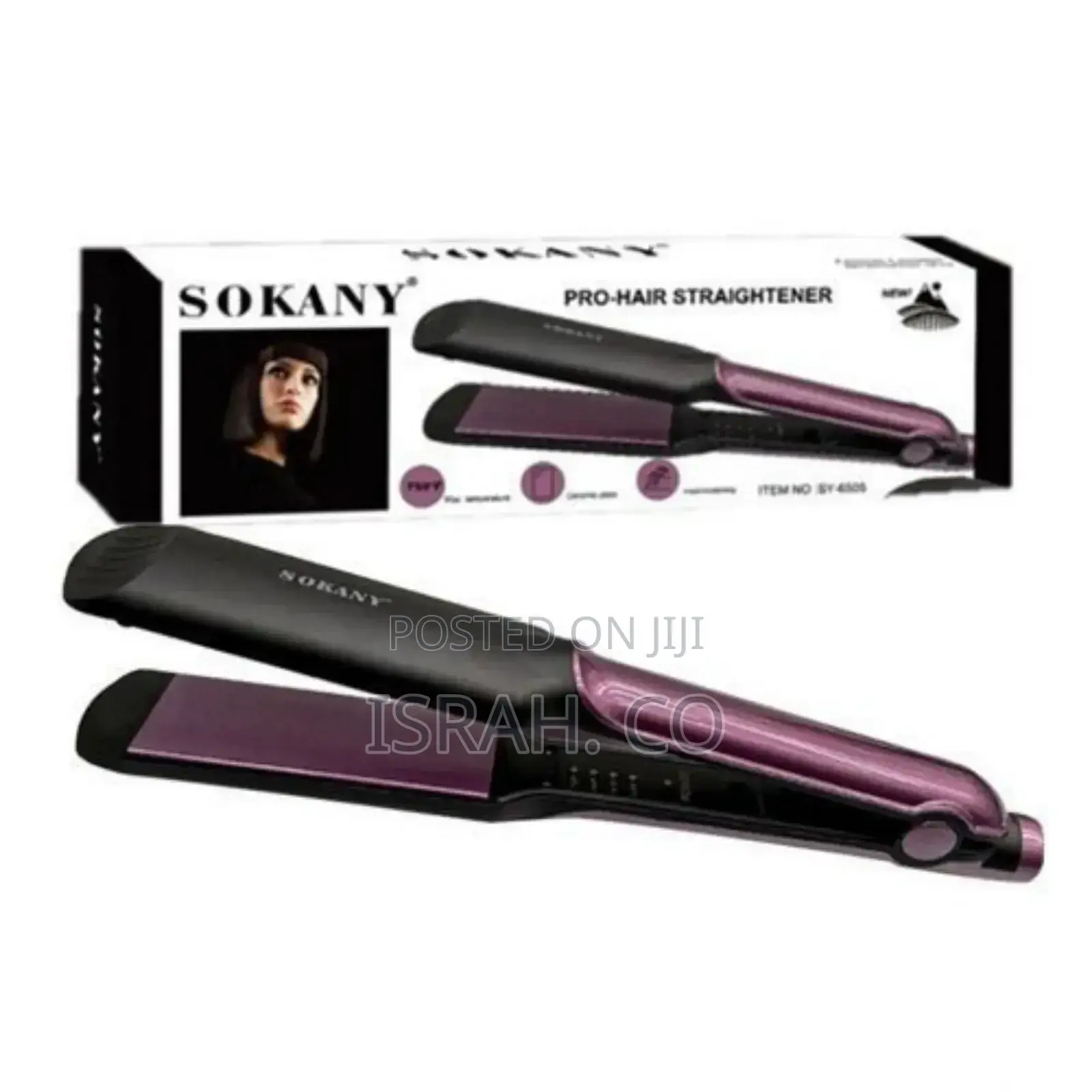 Sokany Hair Straightening Iron With Curling Function - Black