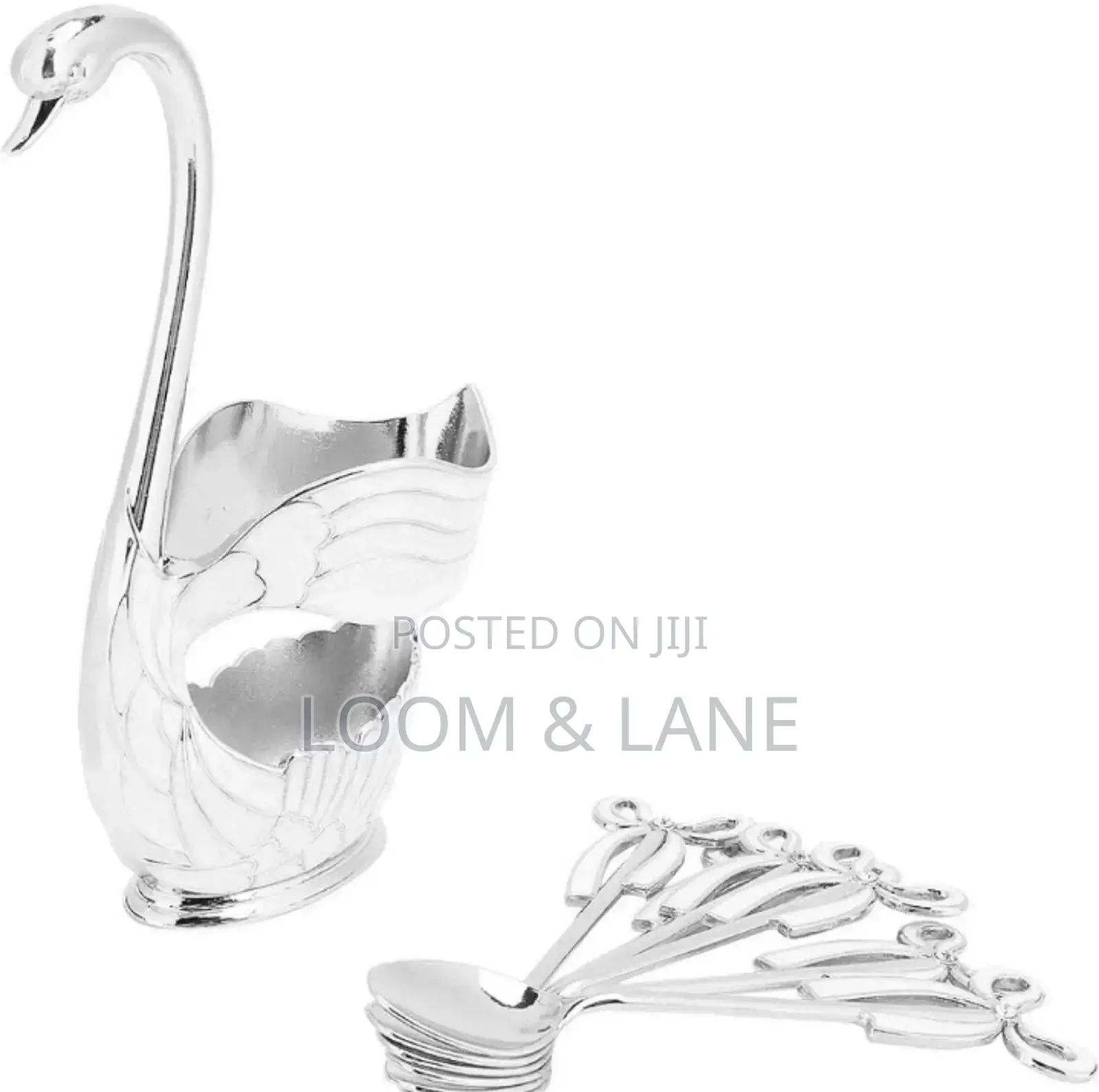 Stainless Steel Serving Bar Dessert Spoon With Swan