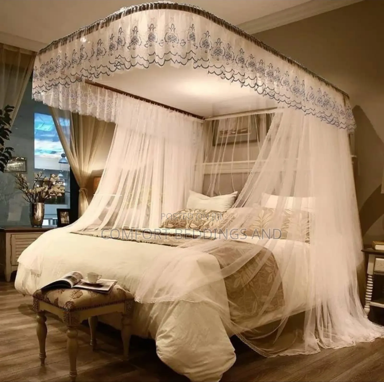Two Stand Rail Mosquito Net White 5*6 6*6