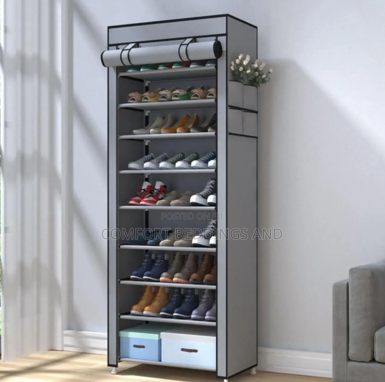 Metallic Shoe Rack Gray