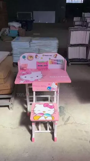 Educational Study Table for Kids With Chair and Clock