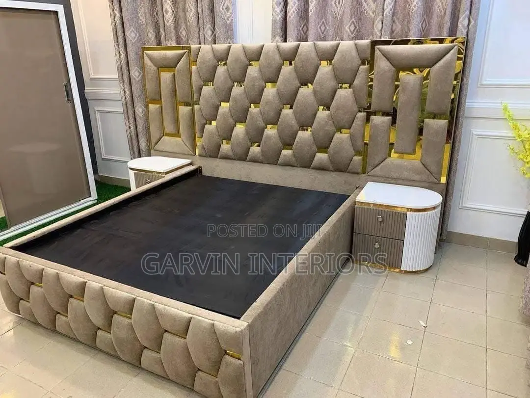 Light Brown Bed With White Drawers