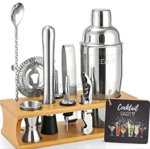 Stainless Steel Bar Tools With Wooden Stand