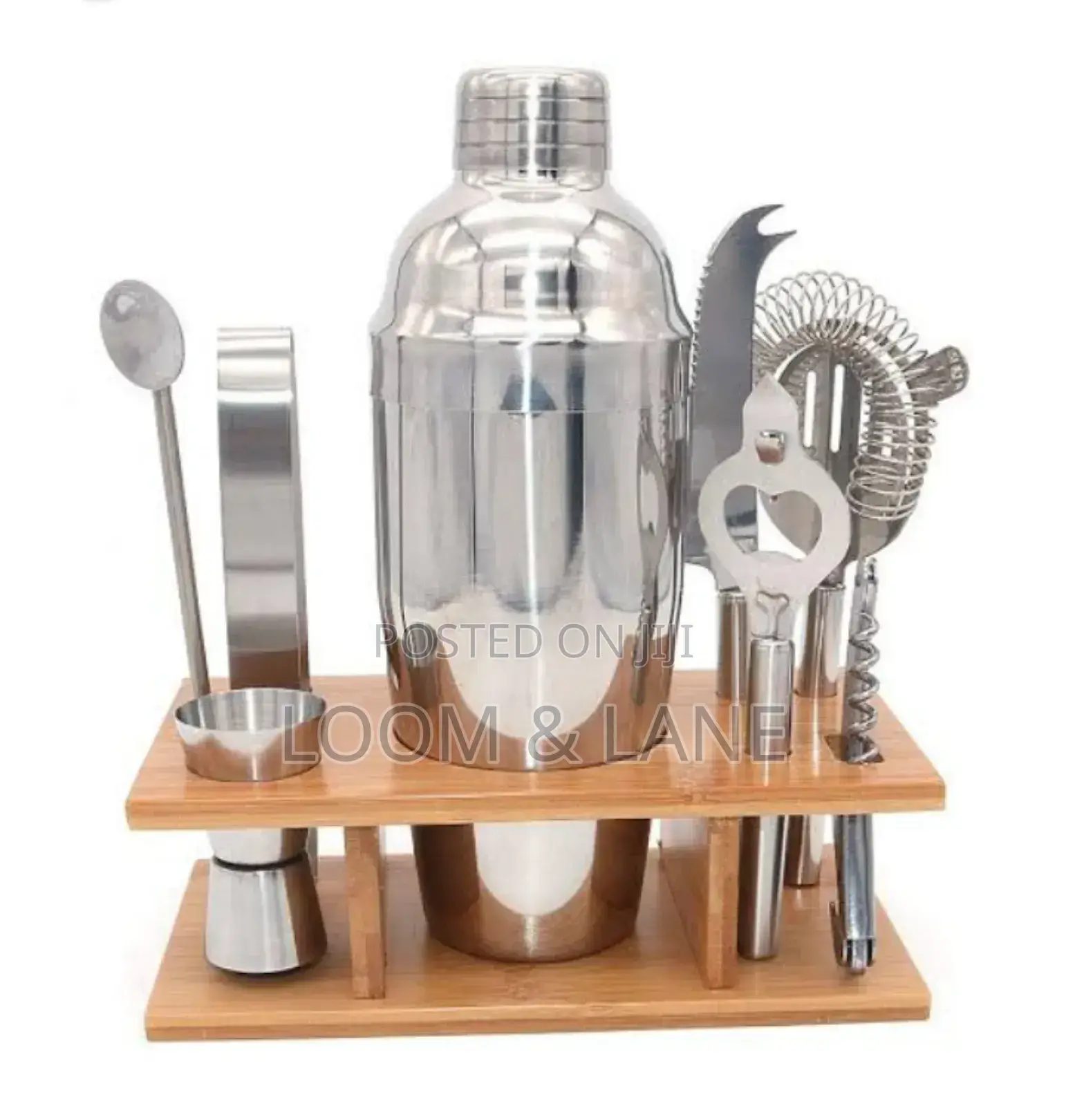 Stainless Steel Bar Tools With Wooden Stand