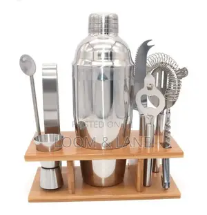 Stainless Steel Bar Tools With Wooden Stand