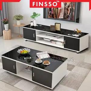 Center Table and Tv Stand Black White Modern Good Furniture/