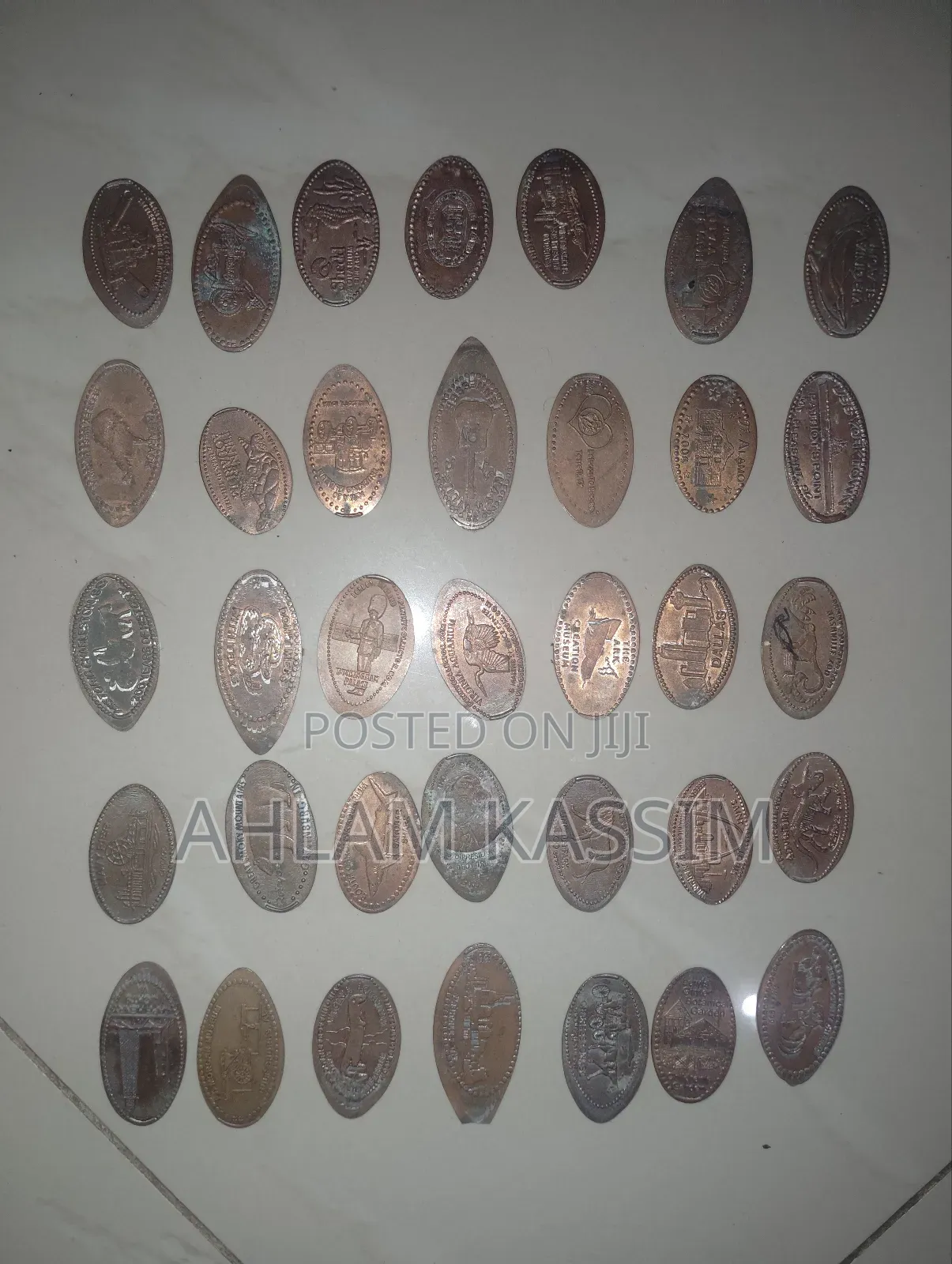 35 Assorted Pressed Elongated Copper Pennies