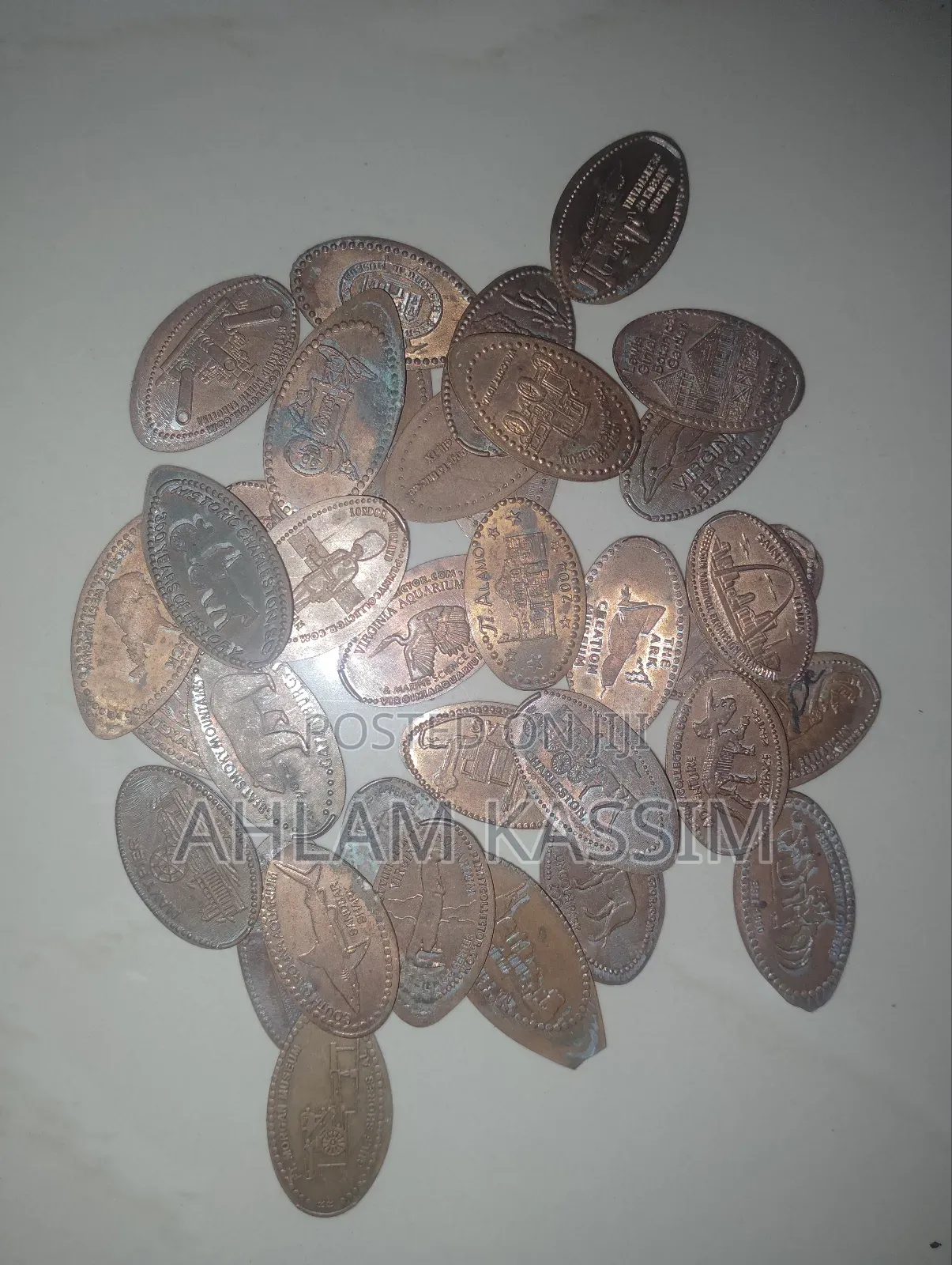 35 Assorted Pressed Elongated Copper Pennies