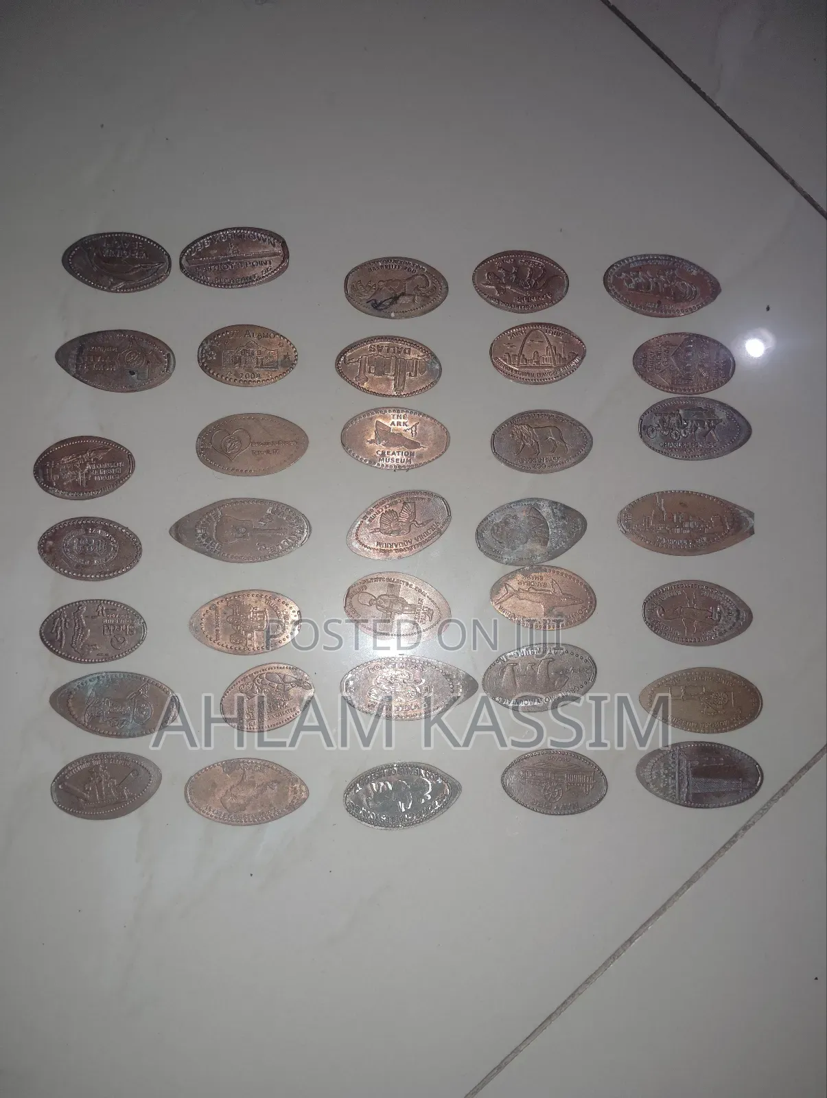 35 Assorted Pressed Elongated Copper Pennies