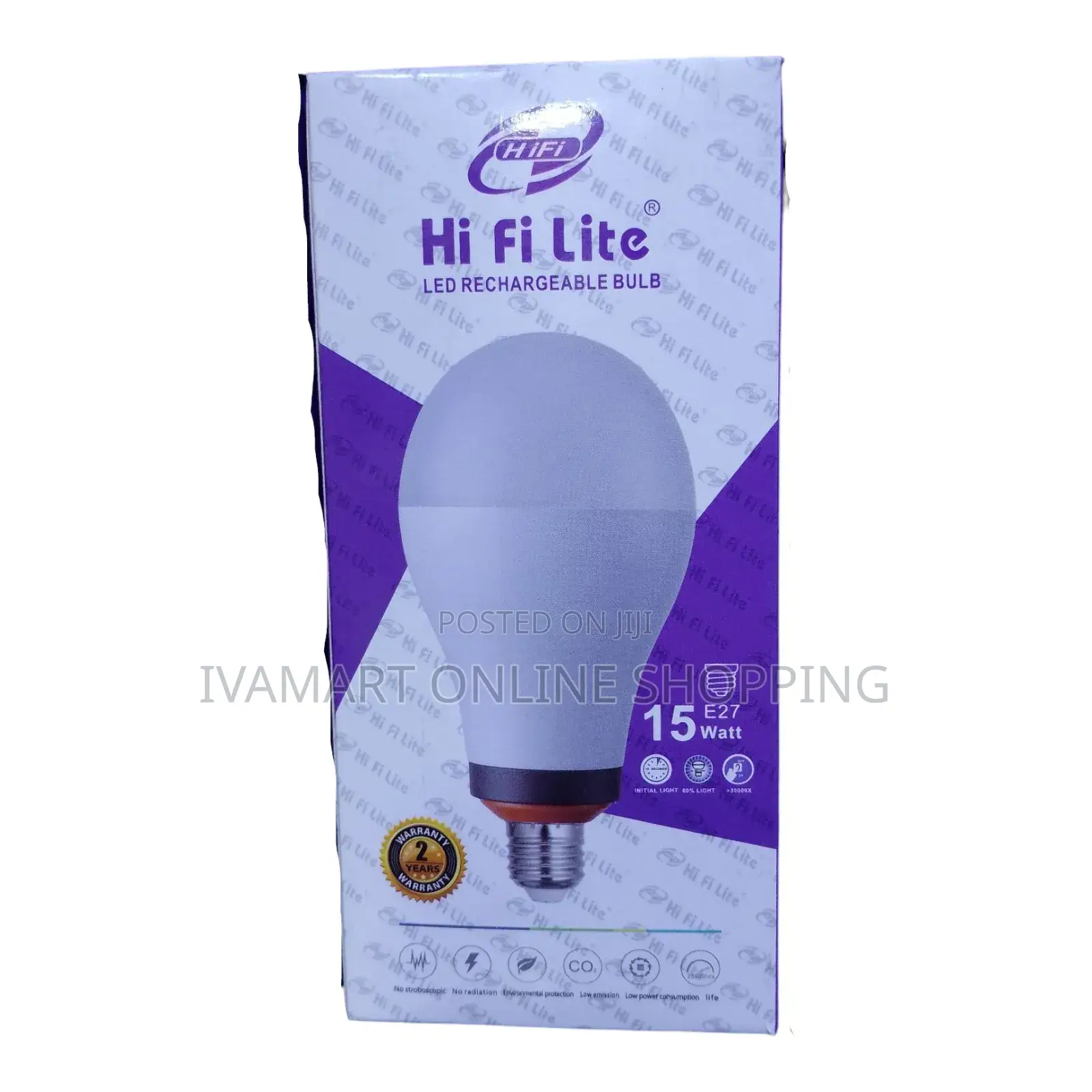 Hi-Fi Lite Led Rechargeable Light Bulb - 15w Energy Savings.