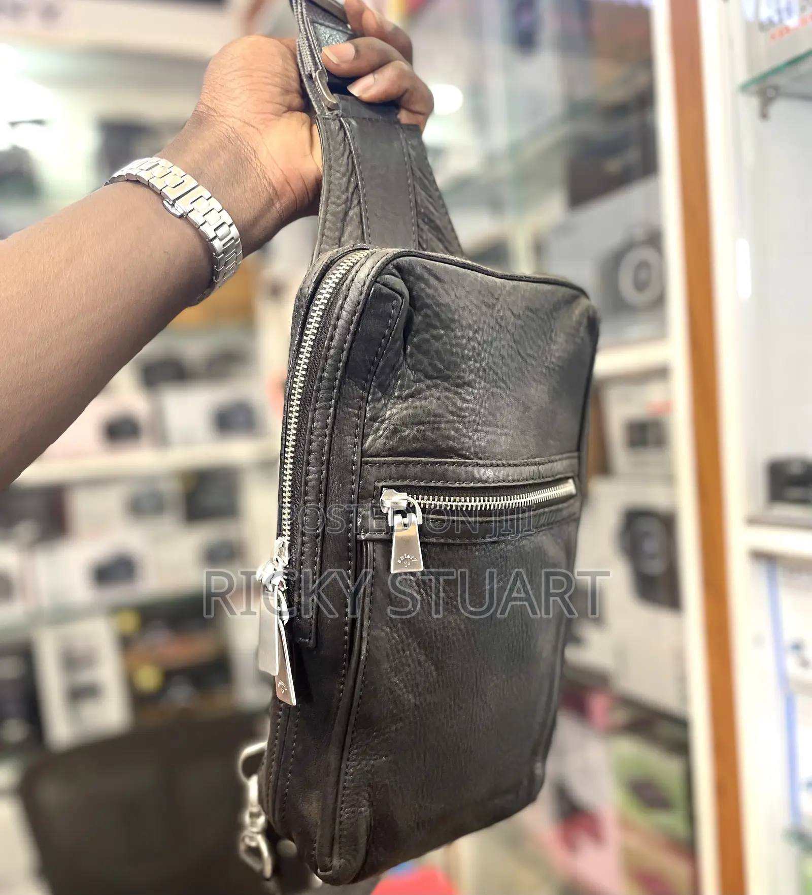 Men Chest Bag Pack Genuine Leather
