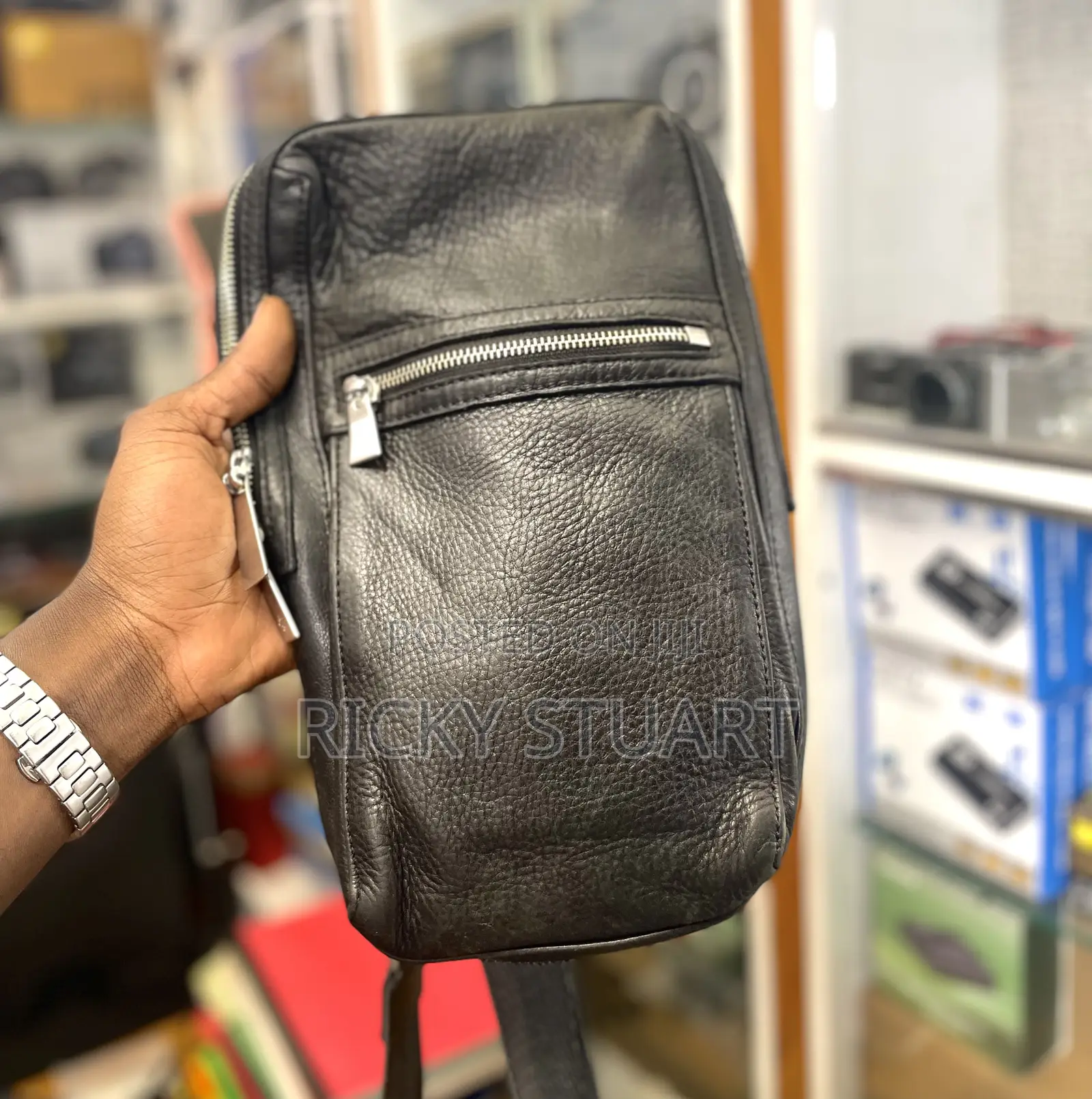 Men Chest Bag Pack Genuine Leather