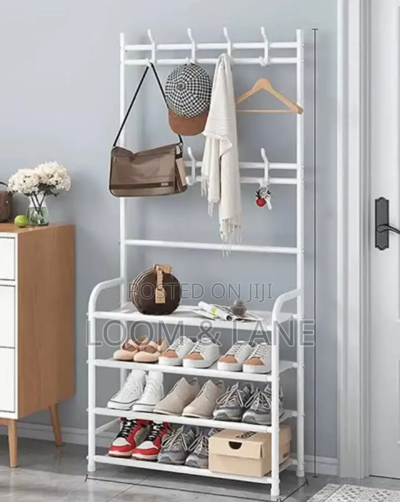 5 Layer Black Coat Hat Shoe Rack