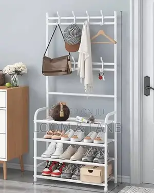 5 Layer Black Coat Hat Shoe Rack