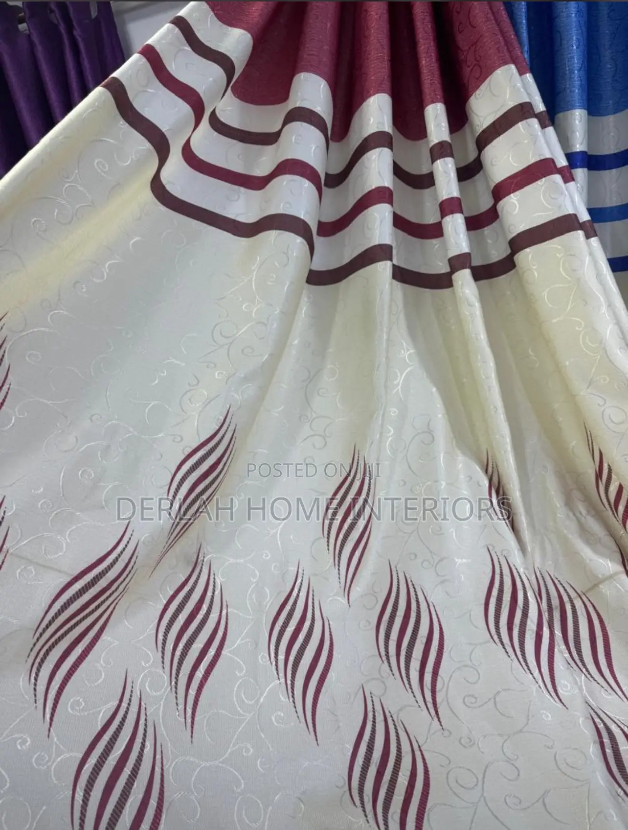 Maroon Stripes Curtains Per Ready Meter