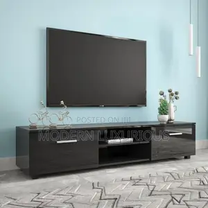 A Sleek Paired With/ a Matching Tv/ Stand and Shelves, /