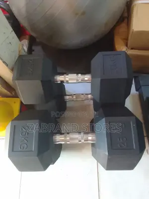 25 Kg a Pair of Hexagon Black Dumbbell.