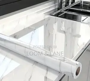 5m by 60cm White and Grey PVC Self Adhesive Wall Paper