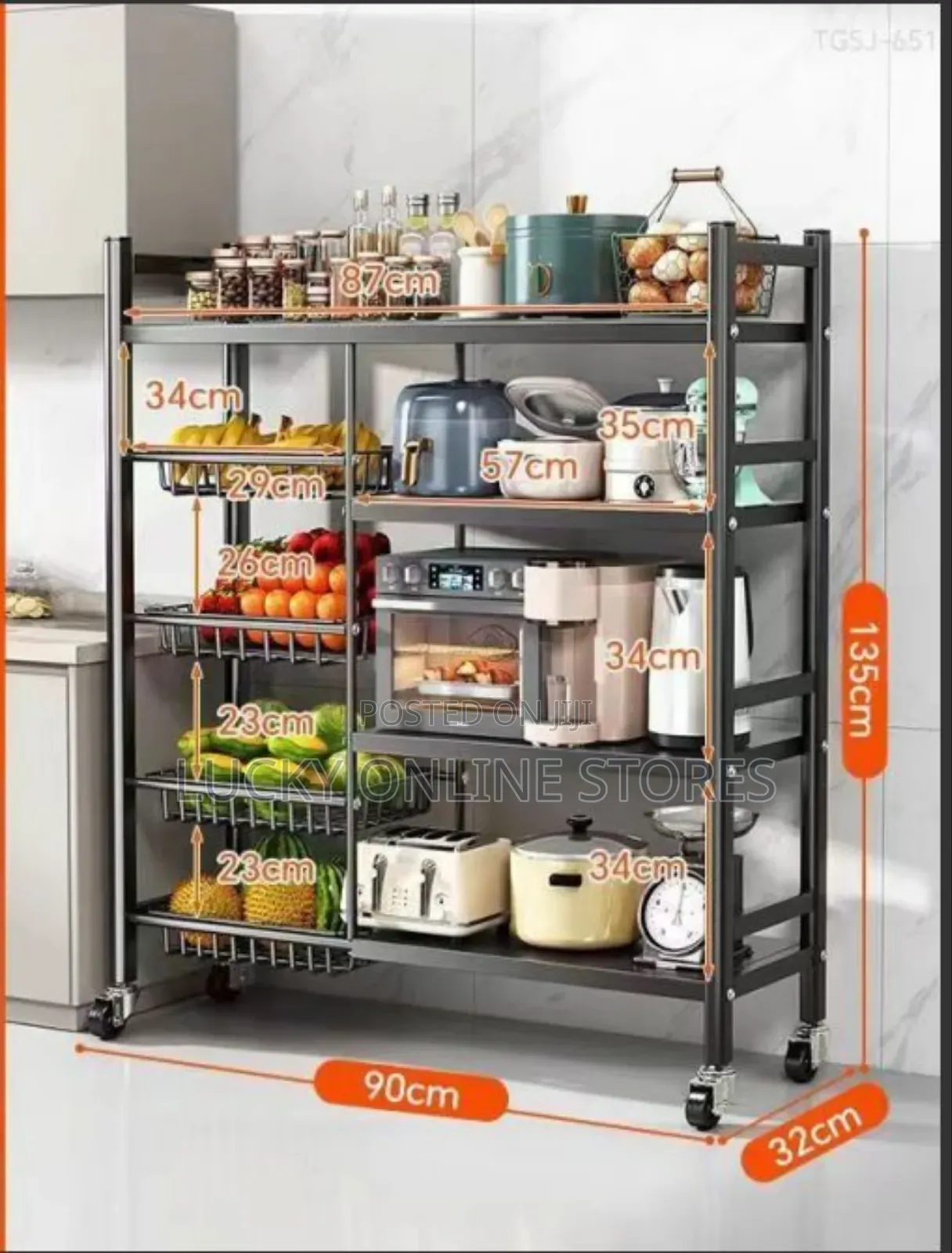 4tier Kitchen Storage Rack With Wheels